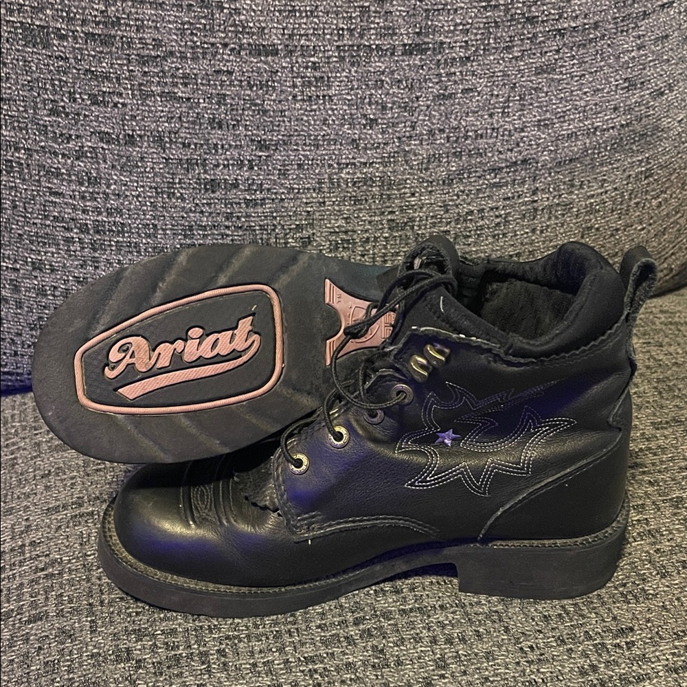 Ariat Black Ankle Boots with Star Design